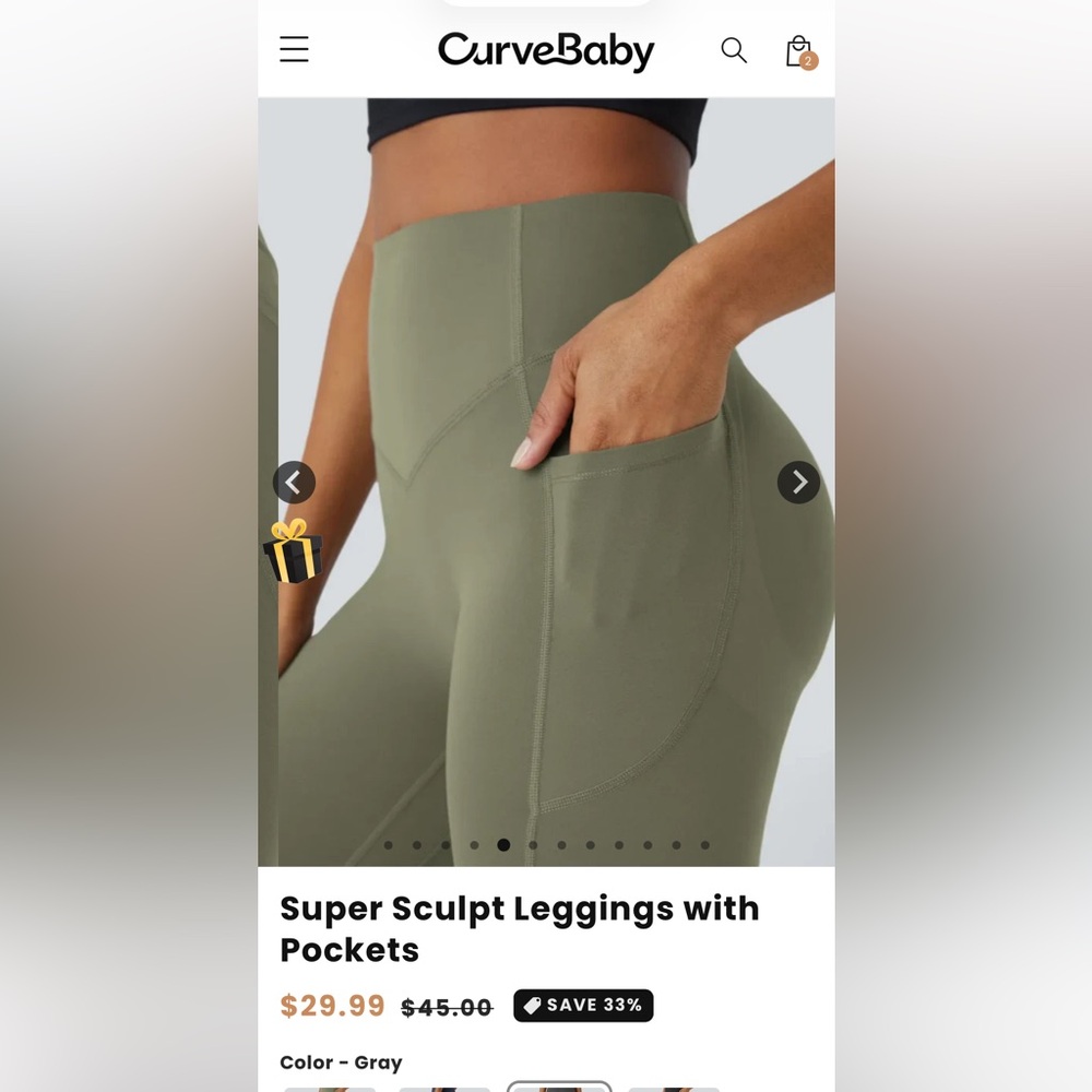 Curvebaby super sculpt Leggings black/grey  Pockets. butt lifting band. Size M